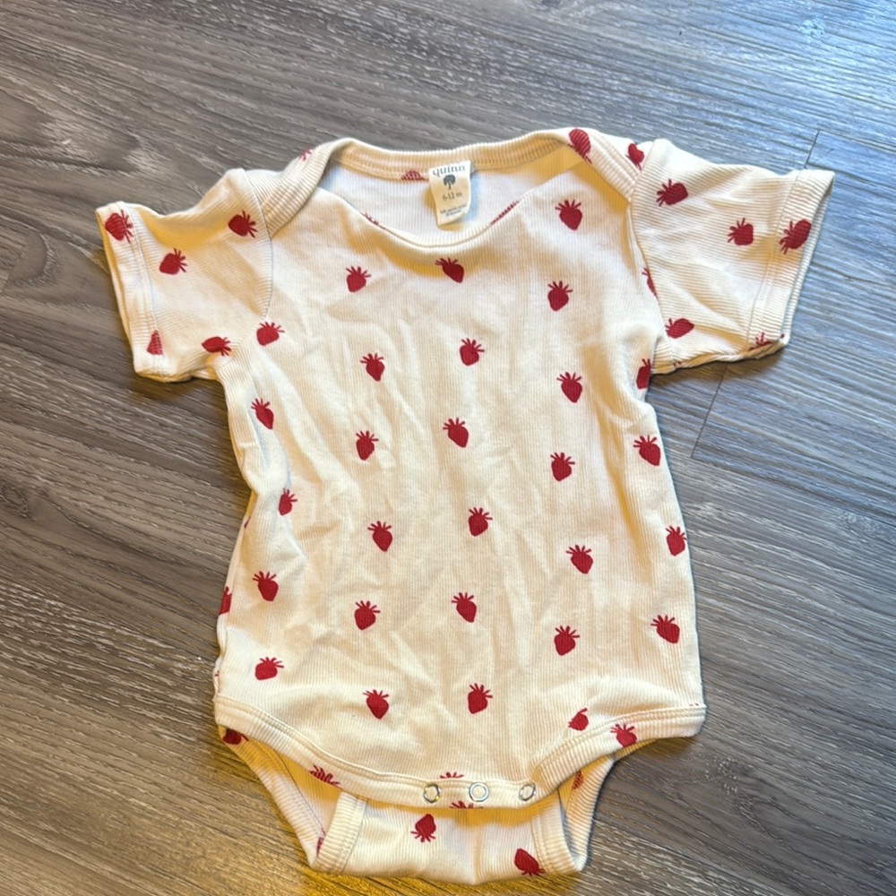 Kate Quinn Cream and Red Strawberry Bodysuit